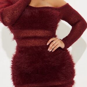 Fashion Nova Rayanna Sweater Maxi Dress - Burgundy